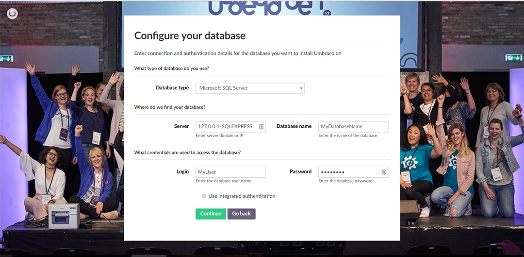 Checklist for Umbraco login fail for database user on clean installation-image